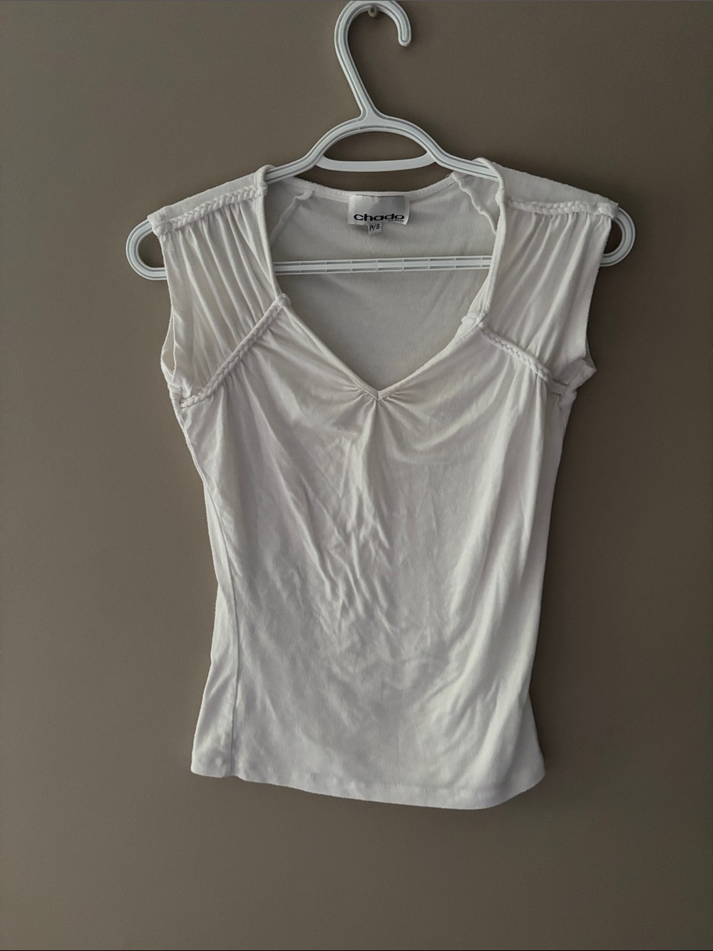 Chado V-Neck White Cap Sleeve Top